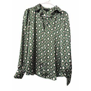Haver London Women’s Long Sleeve Blouse – Geometric Print Small